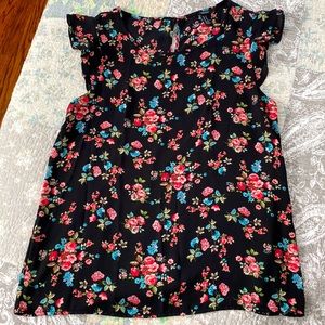 FOREVER 21 BLOUSE-Ruffle Cap Sleeve Floral Blouse Size Medium